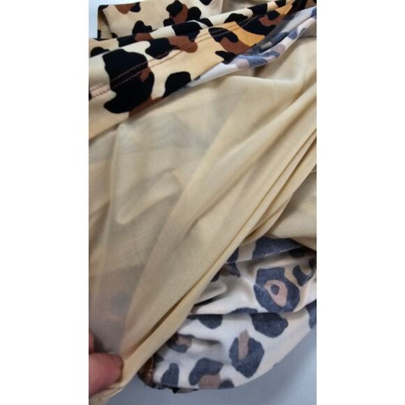 Calvin klein 2 / 4 (?) S LEAPORD PRINT lined swing shift pleat dress career EUC - Picture 5 of 7